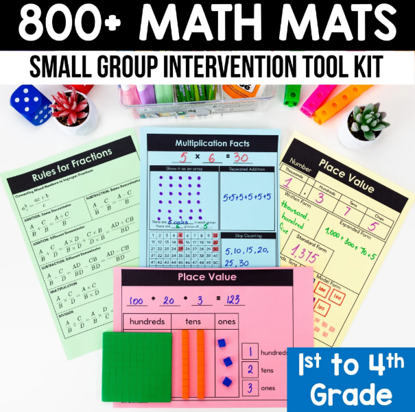1999+ Math Mats and Graphic Organizers MEGA BUNDLE - 1st to 4th Grade - Small Group Intervention Tool Kit