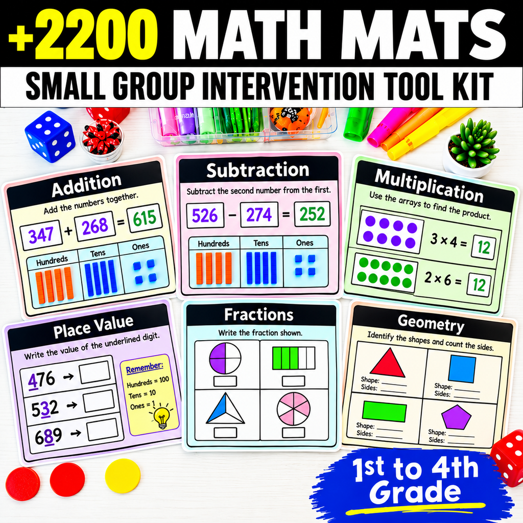 2,200+ Printable Math Mats & Graphic Organizers MEGA BUNDLE - 1st to 4th Grade