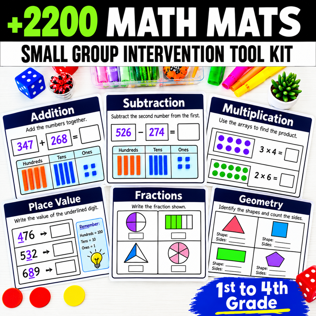 2,200+ Printable Math Mats & Graphic Organizers MEGA BUNDLE - 1st to 4th Grade